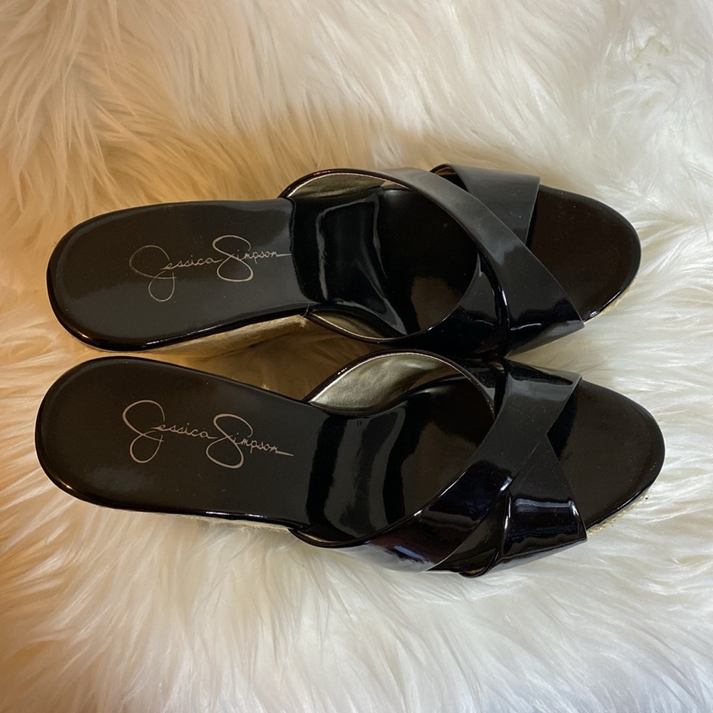 Jessica Simpson JS - Katonal Women’s Black Patent Sandals size 9 EUC - Picture 6 of 10
